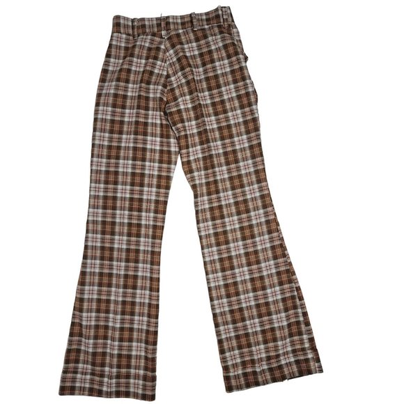Vintage Pants - vintage hand made wool plaid belle bottom 70s pants see measurements